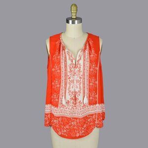 COLLECTIVE CONCEPTS WILSON FLORAL TASSEL BOHO TOP